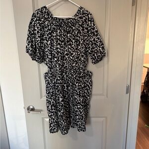 Old Navy Black and White Floral Cut Out Dress